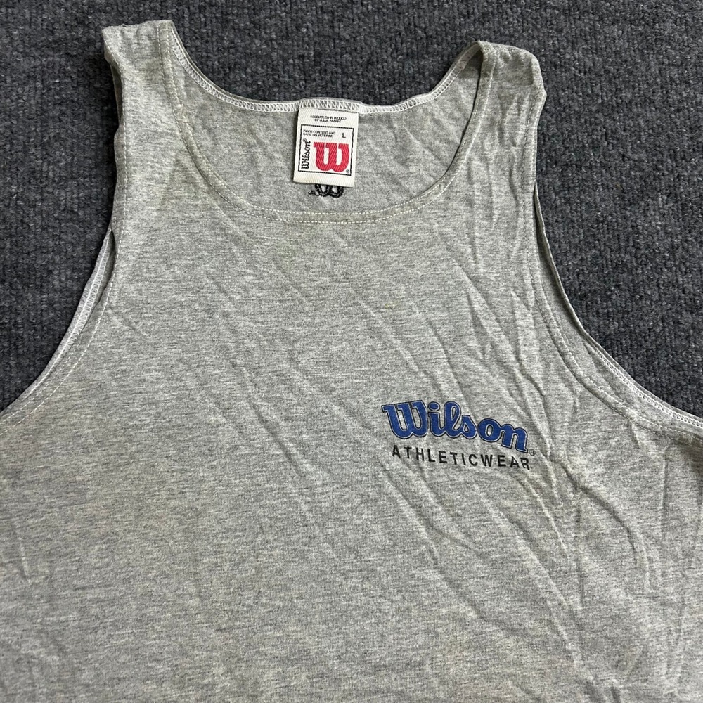 Wilson Tank Top Mens Size L Gray Heather Graphic Athletic Gym Sleeveless Logo